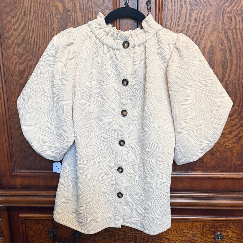THML Beige Geometric Textured Top New with tags